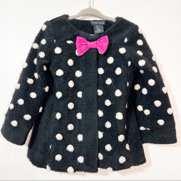 Cynthia Rowley Other - Cynthia Rowley Black wool Polkadot Coat with Bow 3T